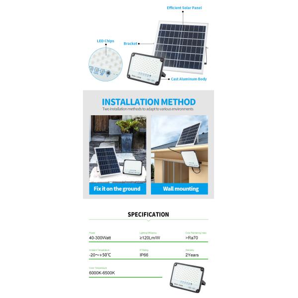 3.2VDC 70w Ip66 Waterproof Solar LED Flood Lights