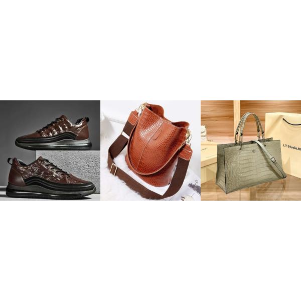 Embossed Microfiber Leather For Shoe 1.2mm Elegance Crocodile Pattern Leather