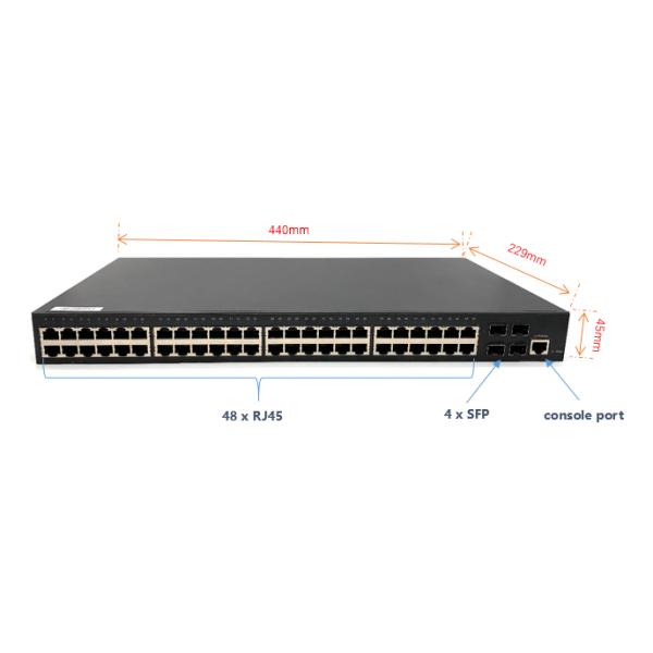 Fan Control PoE Ethernet Switch MSG8448 48 BaseTX 4 SFP L2 GPIO 30W