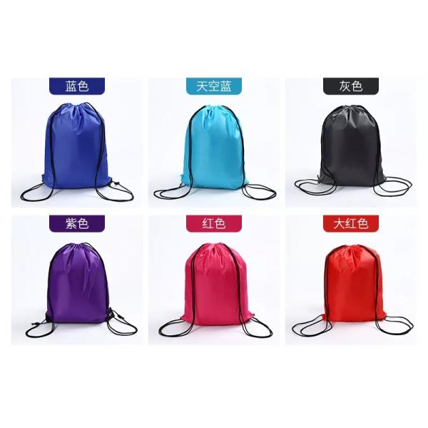 Customized Medium Size Polyester Nylon Drawstring Backpack for Silk Screen Printing
