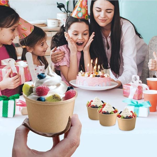 4oz To 32oz Yogurt Biodegradable Disposable Tableware Ice Cream Cup Packaging