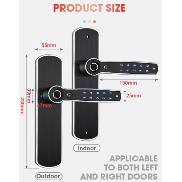 Smart TTlock FPC Fingerprint Door Lock Bluetooth With Reversible Handle