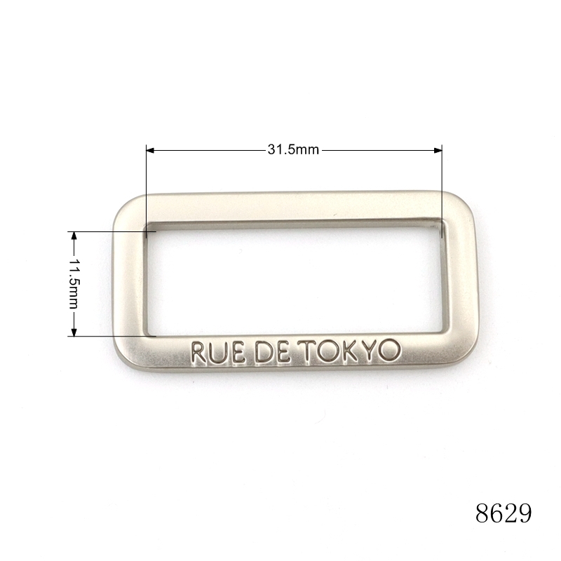 32mm Custom engraving brand logo metal rectangular buckle for bag strap