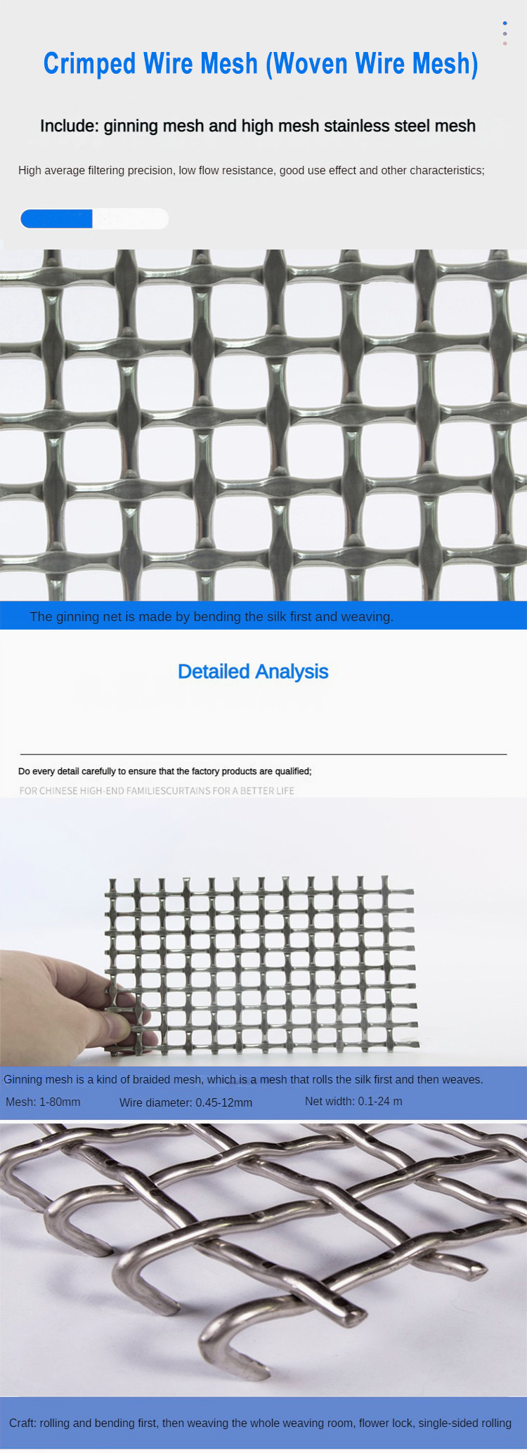 High Temperature Resistant 310S Plain Weave Crimped Wire Mesh Customizable Size for Furnace Filtration