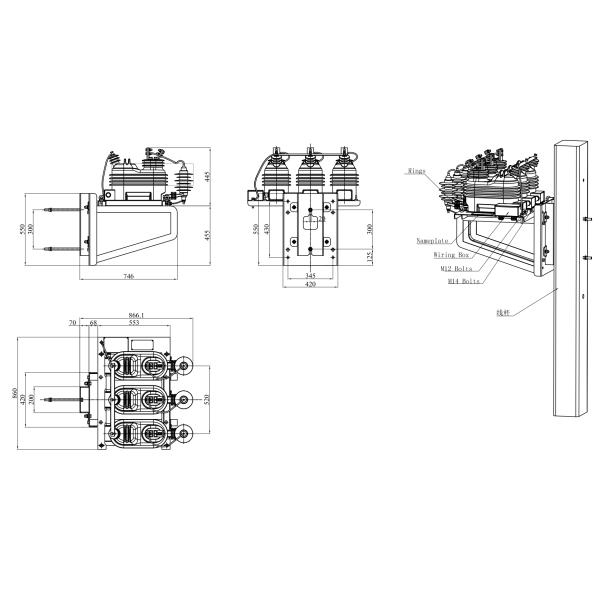 Three Phase 3CT MV 17.5kV Pole Mounted Metering Transformer