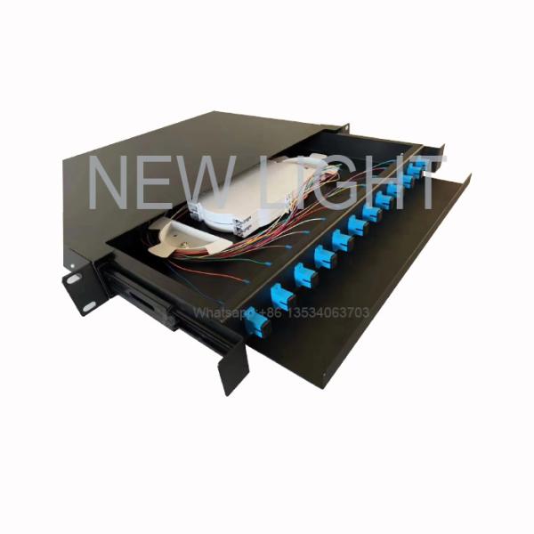 1U Wall Mount Fiber Optic Patch Panel with OM3/OM4 Multimode Support and 12 Fiber Splicing Unit