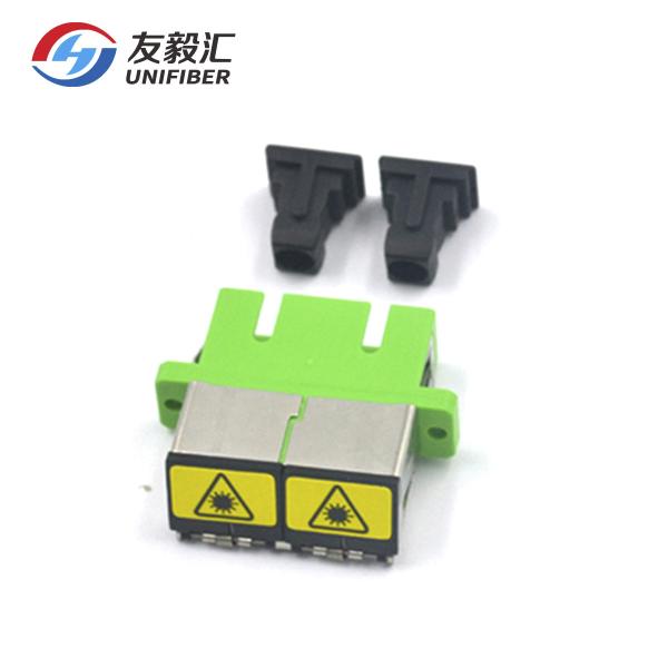 SC To SC OM3 OM4 Fiber SC/APC Duplex Shutter Adapter