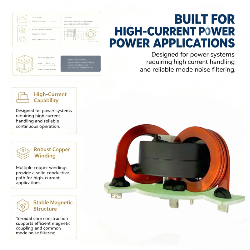 120A Toroidal Common Mode Choke with Vertical Mounting for EMI EMC Filtering