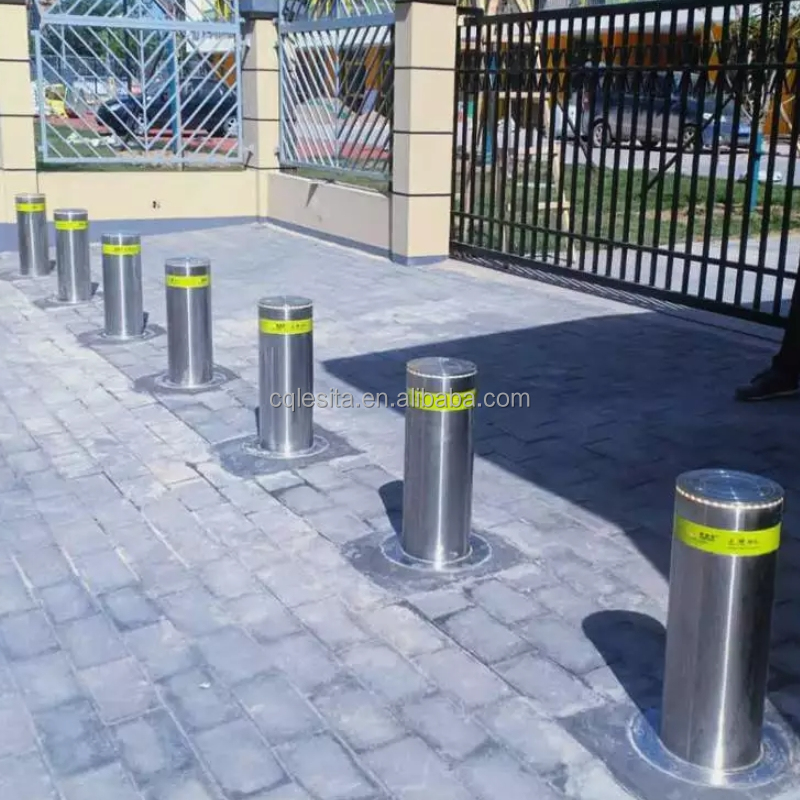 Stainless Steel Electric Retractable Automatic Bollard Outdoor Automatic Lifting Column Remote Control Safety Parking Security