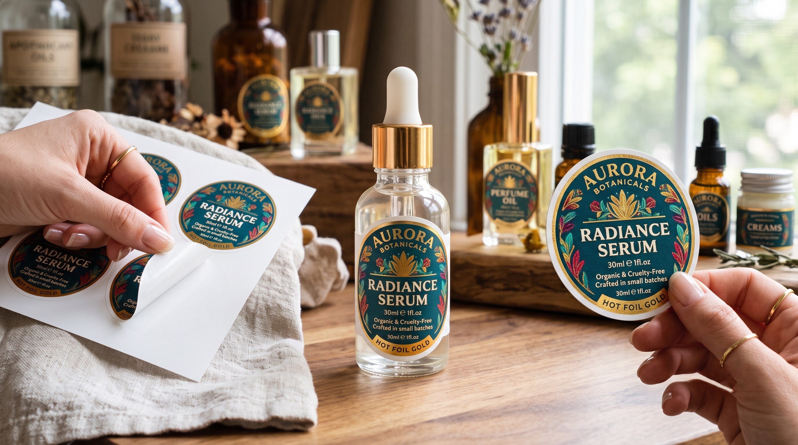 Custom skincare cosmetic and perfume labels