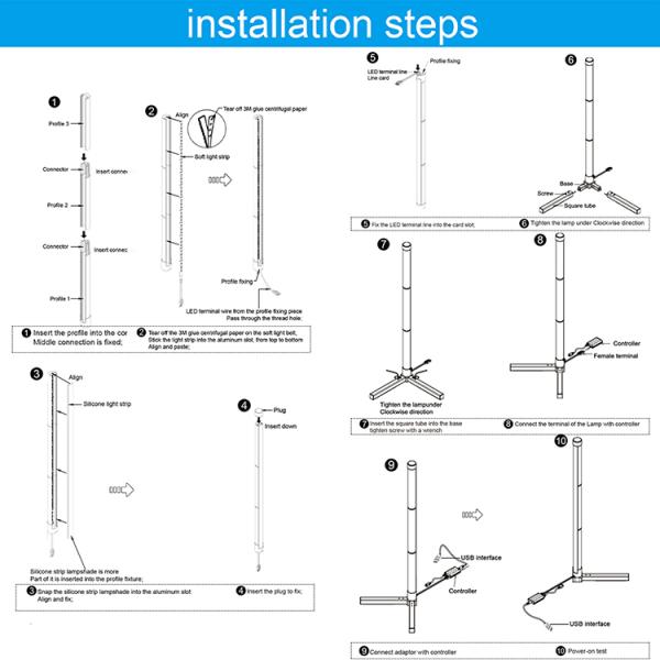 DIY Atmosphere LED Corner Floor Lamp Self Dimming Standing With Remote Control