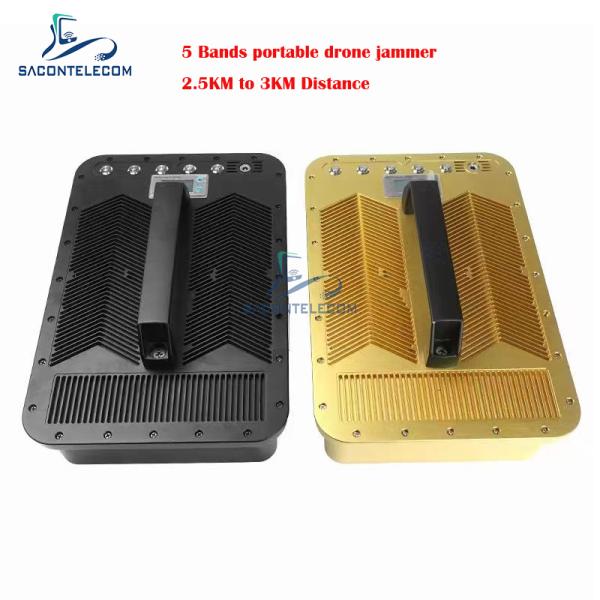 3KM 5 Bands Portable Drone Jammer Blocker 900mhz 2.4G GPS1.5G 5.2G 5.8G
