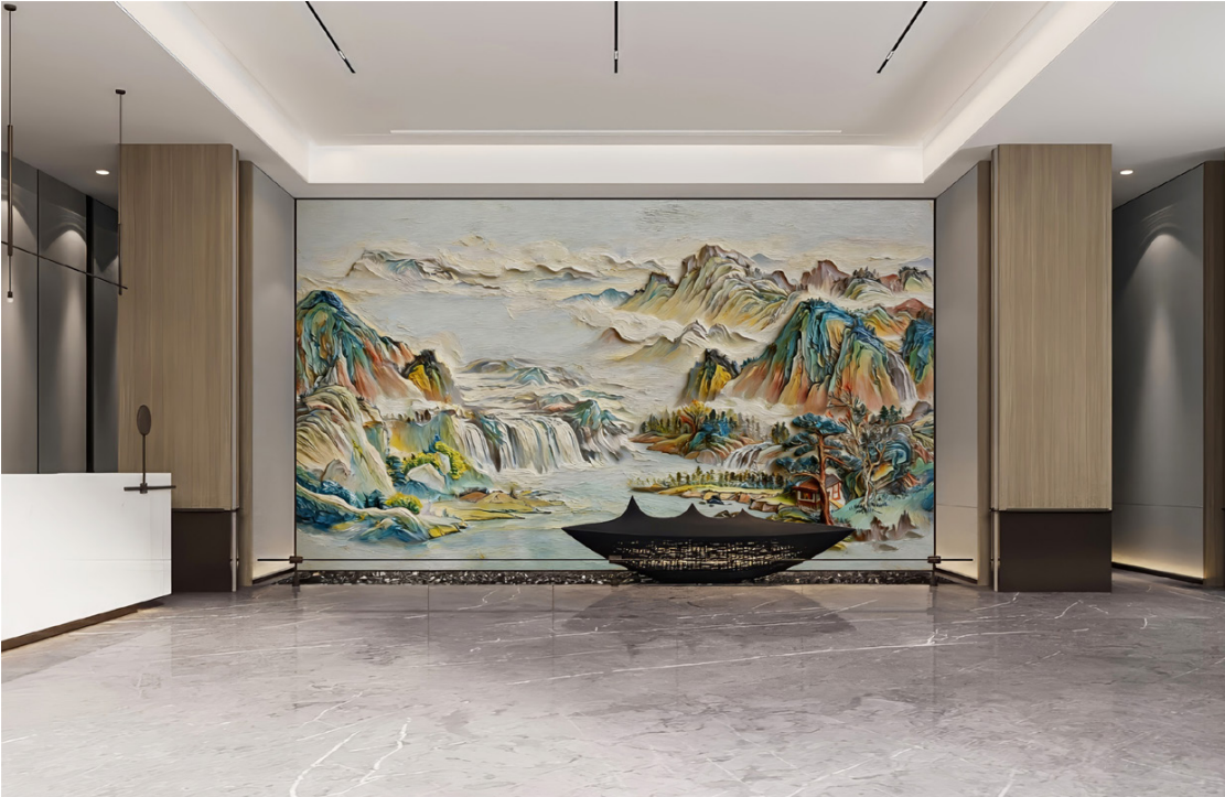 3D Relief PVC Wall Panel Waterproof Lifelike Patterns Retail Display
