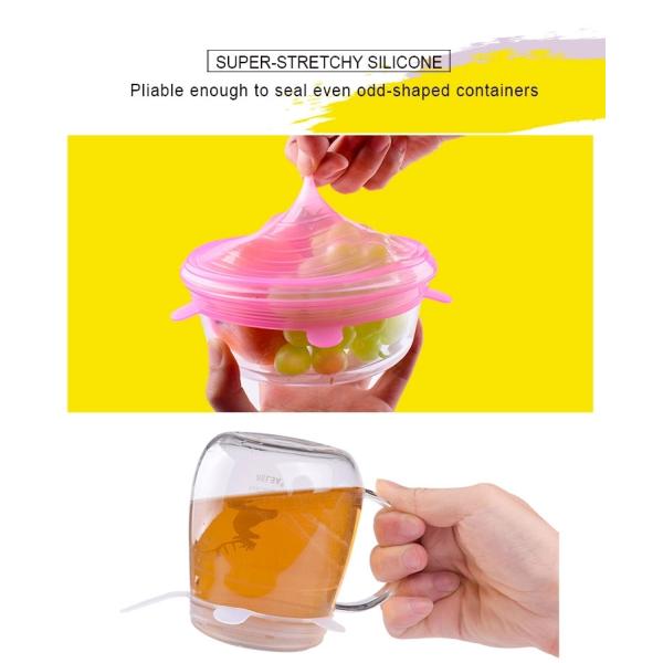 7 Pack Reusable Container Lid Silicone Household Products BSCI Round