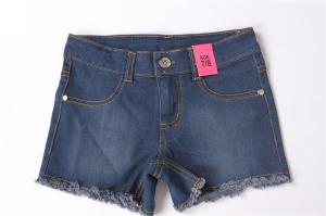 China 82% Cotton 16% Polyester Junior Girls Blue Jean Shorts Distressed Denim Shorts on sale