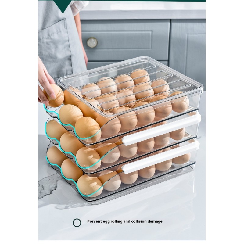 Wholesale Rectangular Transparent Anti-Drop Egg Rack Stackable Fresh-Keeper Storage Box for Household Refrigerator