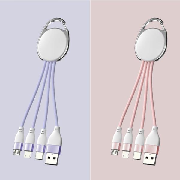 Portable 17cm 3 in 1 keyring charging cable USB 2.0 TPE Copper