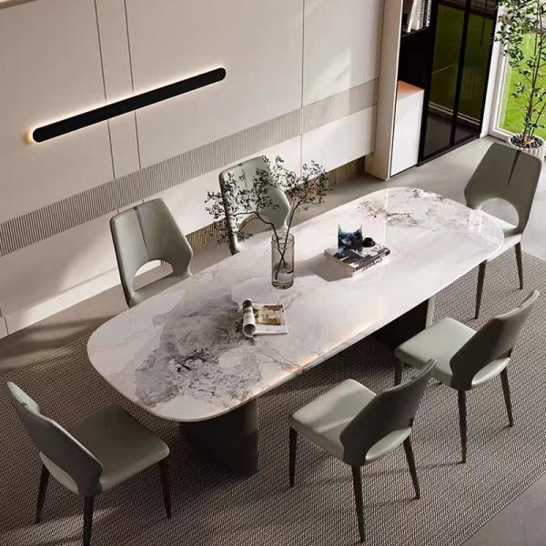 Large Rectangle Marble Top 12 Person Dining Table Luxury Dining Room Table Furniture