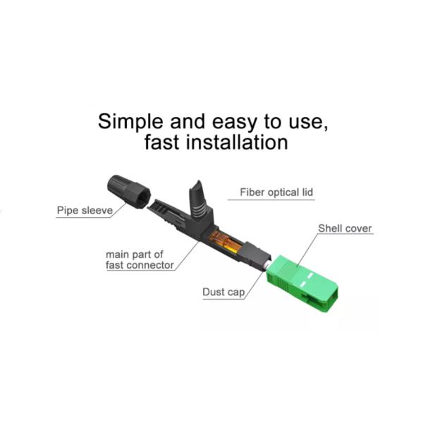 Singlemode Fiber Optic 3.0mm FTTH Products SC APC Fast Connector 60mm