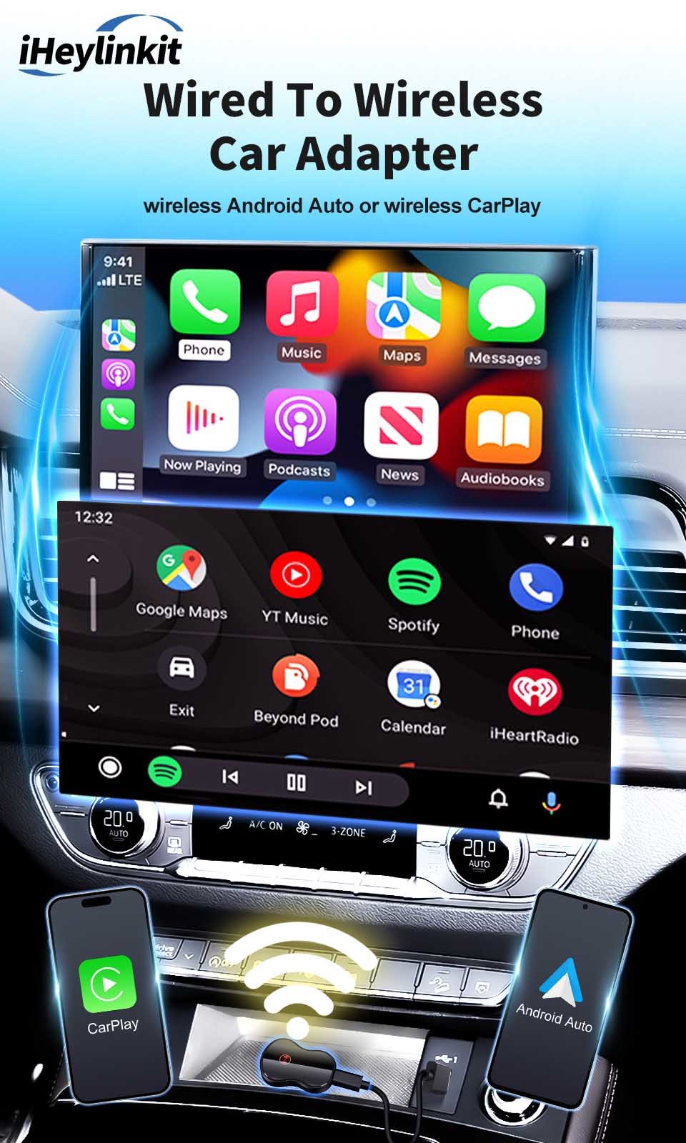 Original Car USB Wireless Adapter Android Auto For Carplay Replacement