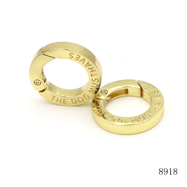 Pet Hardware Accessories Alloy Gate Ring Clasp Custom Spring O Ring Carabiner with Engraved Logo