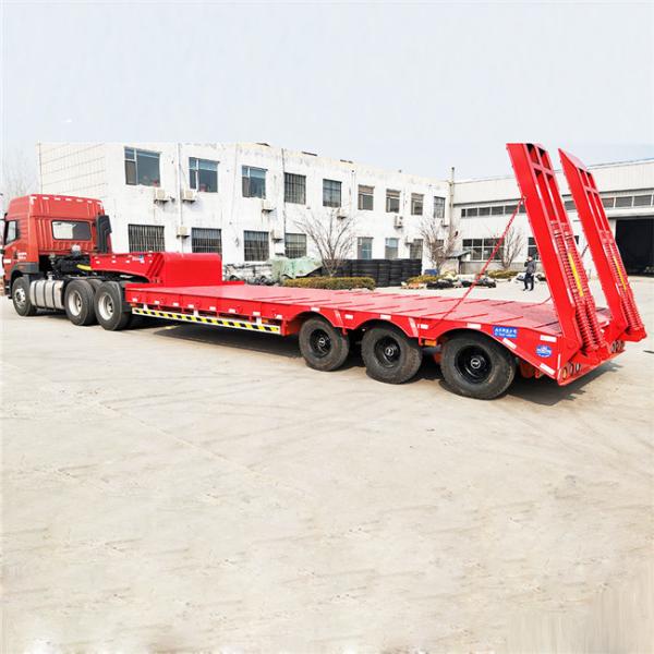 Mechanical Tri - Axle Low Bed Semi Trailer / Flat Bed Semi Trailer