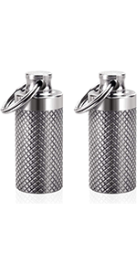 Keychain Pill Holder (2 Pack), Titanium Minsize Waterproof Pill Container/ Case For Purse Or Pocket, Portable Small