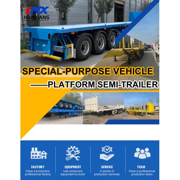40Ft Flatbed Semi Truck Trailer High Platform Cargo Flat Deck Container Customizable