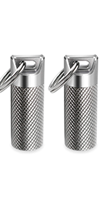 Keychain Pill Holder (2 Pack), Titanium Minsize Waterproof Pill Container/ Case For Purse Or Pocket, Portable Small