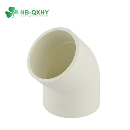 Round Head Code 45 Degree Socket Elbow for Water Supply Sch40 Plastic PVC Pipe Fitting
