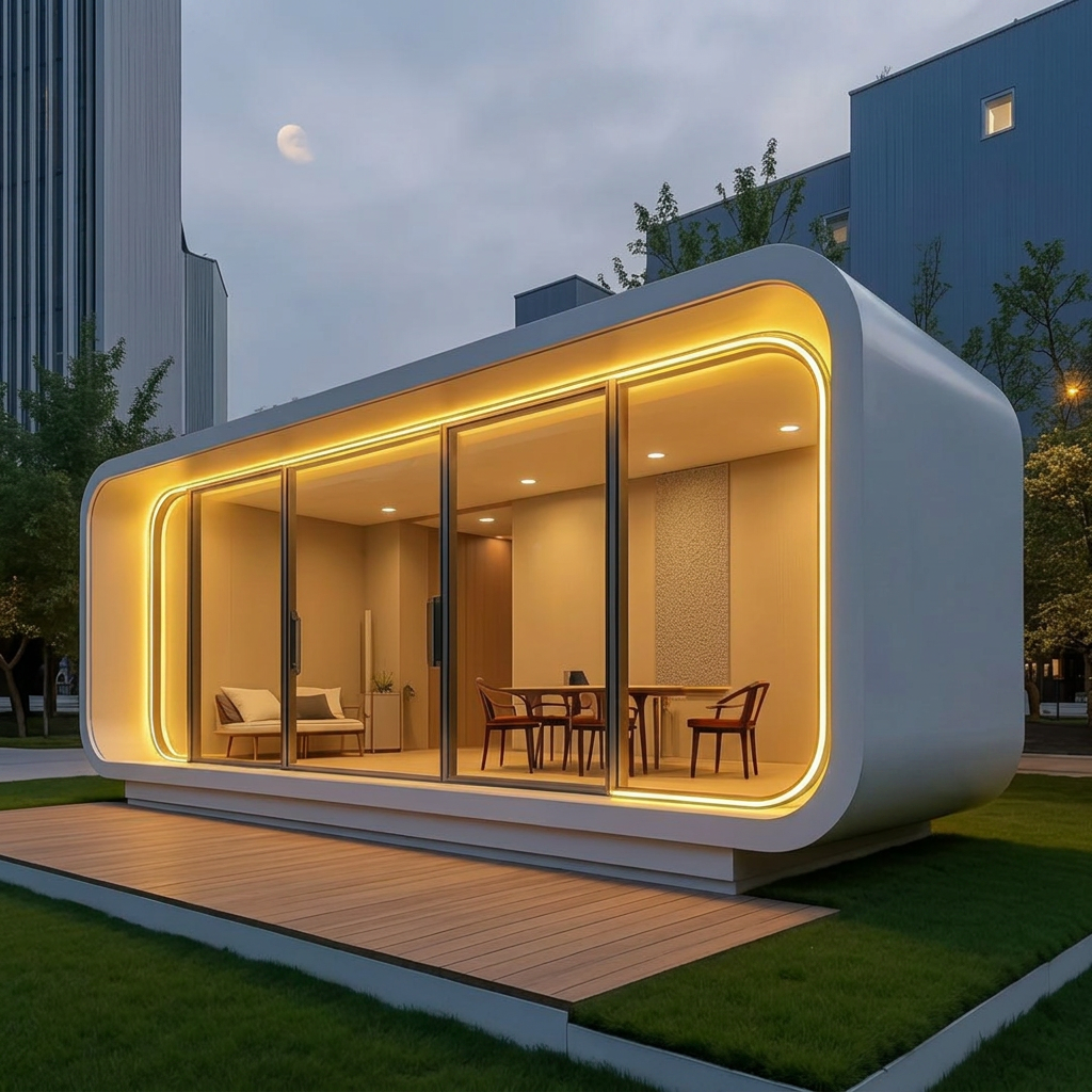 Custom Designed Outdoor Modular Apple Cabin 20ft Modern Modular Pod Movable House Smart Apple Cabin Sleeping Container House
