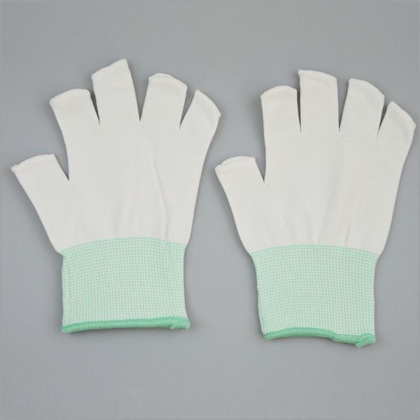 Reusable Seamless Construction Half-Finger Polyester Glove Liners For Cleanroom