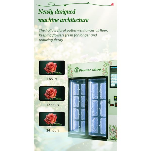 Flower Vending Machine Equipped with Smart Inventory Control and Refrigerated Compartments for Fresh Flower Sales Anytime