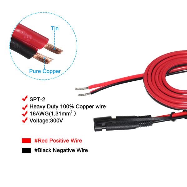 SAE to Tinned Copper Wire Cable 12V 24V Solar Panel Connection