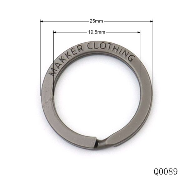 Matte Black 25mm Flat custom logo split key ring