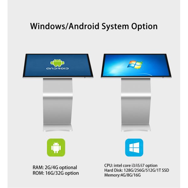 55" Horizontal Digital Signage Touch Screen Information Query Kiosk Interactive Slanted Display Console Board OEM
