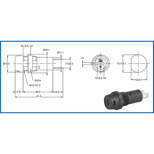 IP40 Shocksafe Slotted Cap Panel Mount Fuse Holder FPG1