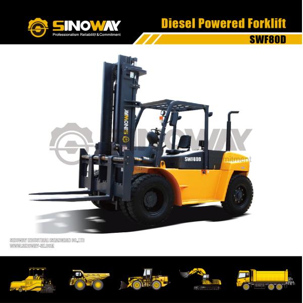 8 Ton Hydraulic Material Handler Heavy Forklift With ISUZU Engine