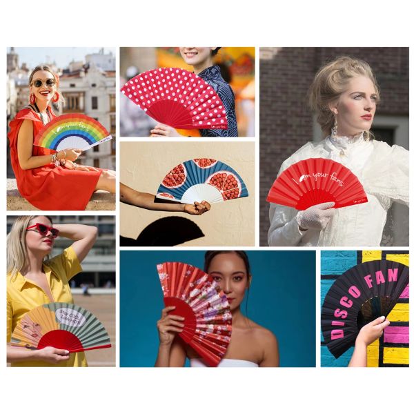 Customized Personalized High Quality Hand Fans Plastic Ribs Custom Printed Folding Hand Fan