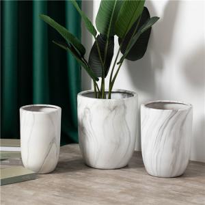 China European style home decoration pieces outdoor ceramics cheap flower pots garden marble white big plant pot on sale