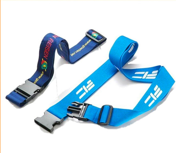 Durable promotional polyester plastic buckle luggage strap with sublimation printing