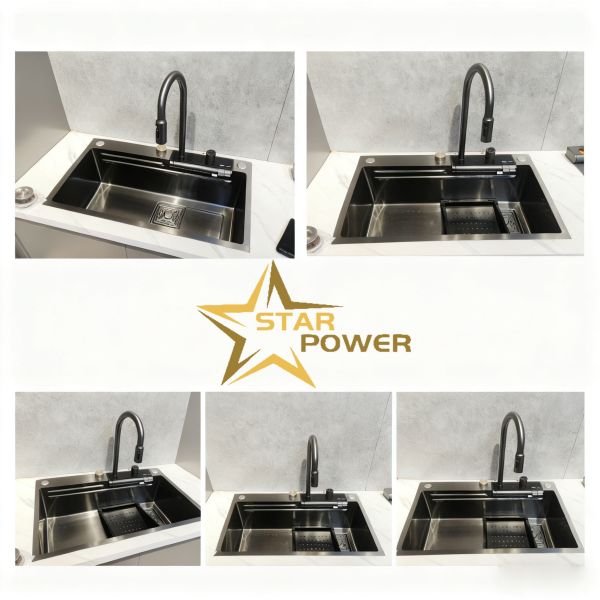Customised Multifunctional Cup Washer Hand-Precision Polished 304 Stainless Steel Kitchen Sink Double Bowl