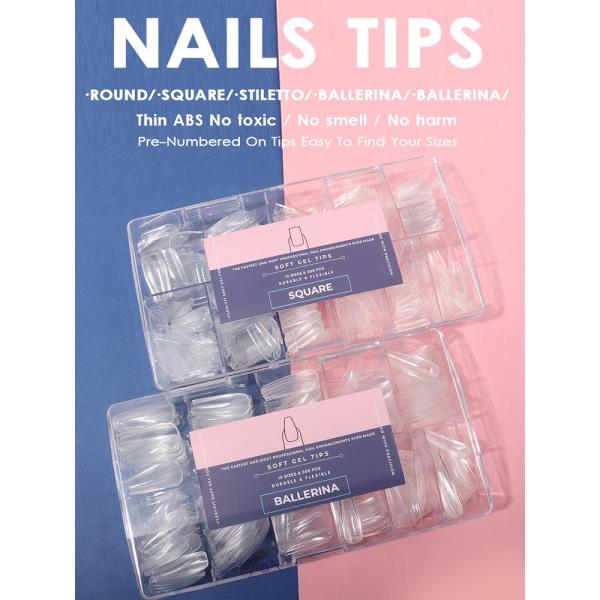 Customized Long Square Pre-Shaped Soft Gel Nail Extension Tips for Press On Nails 12 Size and Easy to Remove Material