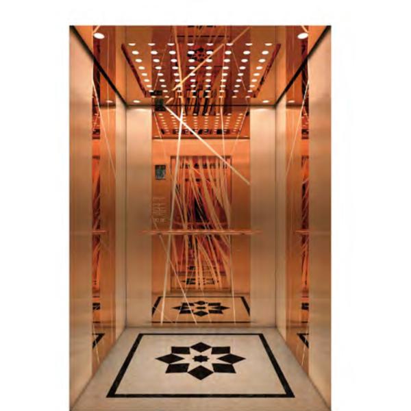 Gold Mirror Residential Elevators Cabin Decoration For Passenger Lift