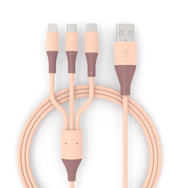 One-to-three charging cable suitable for Android type-c Huawei mobile phone fast charging three-in-one iphone Apple cabl