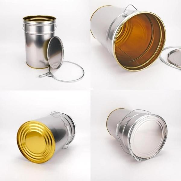 Gold Empty 5 Gallon Buckets , Round 20L Tin Bucket Pail