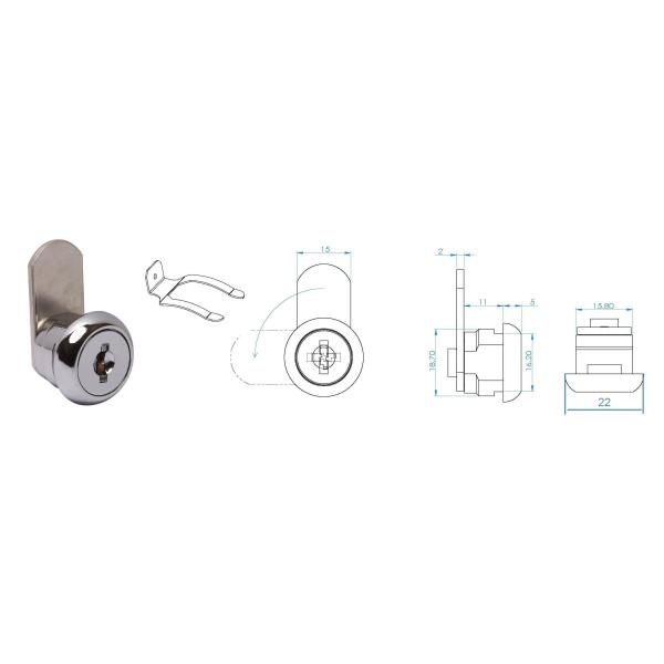 Disc Cam Lock with Fast Amount Clip for Cash Boxes or Mail Boxes
