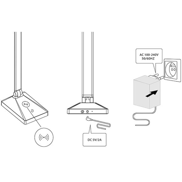 Portable Qi Wireless LED Table Lamp 180LM Lumens Touch Stepless Adjusting Lighting Brightness