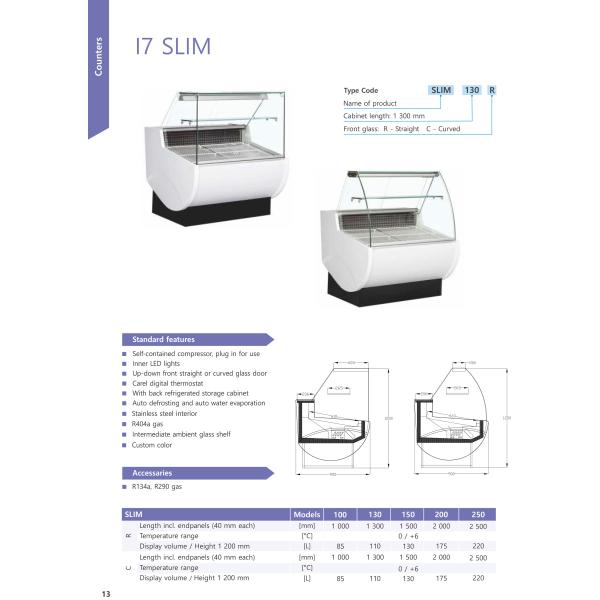 Fan Cooling Deli Refrigerated Display Case Slim Serve Over Counters Automatic Defrost