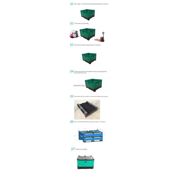 1200*1000*760mmBest Selling stackable foldable plastic storage pallet box bin used fruit bins for sale or autoparts